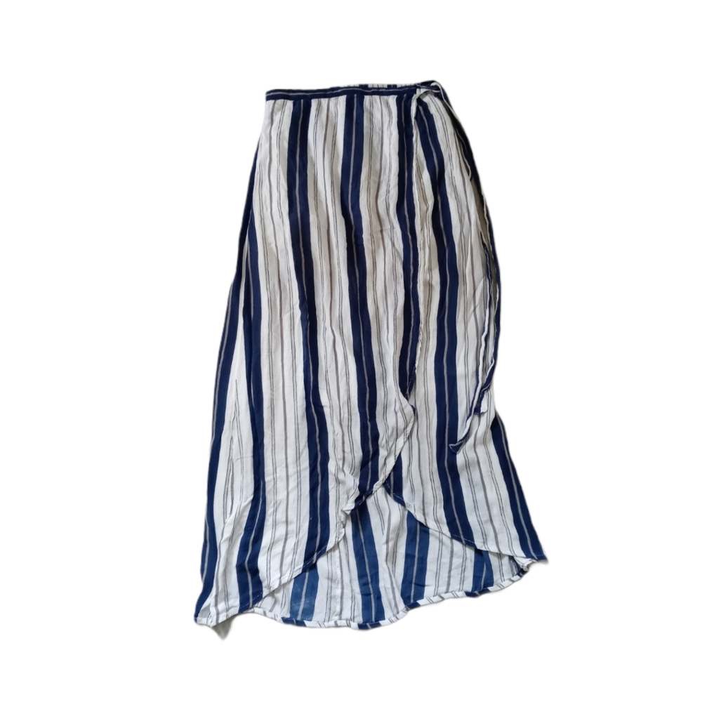 BOHO Flowy Striped Wrap Skirt Tie Waist